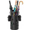 Arreditaly Portaombrelli Rotondo In Acciaio Zincato Con Vaschetta Scolapioggia E 4 Ganci Removibili Base Antiscivolo Design Moderno Per Ingresso Casa e Ufficio 41 x 17 Cm (Nero)