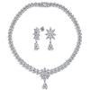 Bling Jewelry Set di Gioielli da Sposa Stile Art Deco Stile Vintage Marquise Foglia Starburst Zirconia Cubica AAA CZ Collana Girocollo a V & Orecchini Pendenti a Lampadario per Donne Matrimonio Ballo Concorso