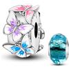 HappyStar charm argento 925 Clip Stopper Beads Charms Ciondolo perline Compatible donna bracciali (Con una perlina spaziale)
