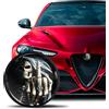 SkinoEu Compatibile con Alfa Romeo Stemma Cofano Anteriore Stemma Bagagliaio Posteriore 74mm per Giulietta 940 Mito 156 147 159 GT Brera Spider Argento Nero Teschio EA 10