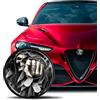 SkinoEu Compatibile con Alfa Romeo Stemma Cofano Anteriore Stemma Bagagliaio Posteriore 74mm per Giulietta 940 Mito 156 147 159 GT Brera Spider Argento Nero Teschio EA 14