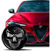 SkinoEu Compatibile con Alfa Romeo Stemma Cofano Anteriore Stemma Bagagliaio Posteriore 74mm per Giulietta 940 Mito 156 147 159 GT Brera Spider Argento Nero Teschio EA 2