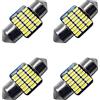 Ruiandsion - 4 lampadine LED festone da 28 mm, bianche, super luminose, 3014, 21 chip SMD, per luci per specchietto sul parasole, per interni auto