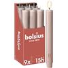 Bolsius - Candela XL rustica - 23 x 3 cm - rosa chiaro - in cartone da 9 pezzi - Lunghezza durata 15 ore - Non profumata - Contiene cera vegetale naturale - Senza olio di palma