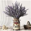 LESING, Fiori di lavanda artificiali con vaso decorativo in metallo, stile rustico, fiori vintage per l'arredamento della casa in stile fattoria (Faith, viola)