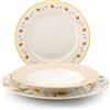 H&H, servizio tavola 18 pezzi Amelie, set tavola completo, mise en place romantica ed elegante, in new bone china, forma ala, lavabile in lavastoviglie