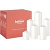 Bolsius Candele Cilindriche Lisce - Set da 6 - Bianco - Candele Decorative per la Casa - Lunga Durata - Inodori - Cera Naturale di Origine Vegetale - Senza Olio di Palma
