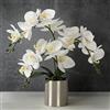 LESING Orchidea artificiale con vaso, orchidea bianca Bonsai Faux Orchid Phalaenopsis per la decorazione della casa (vaso bianco, argento)