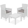 PROGARDEN - Set da giardino Forest 3 Pezzi Bianco Linea Rattan