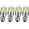 Ruiandsion 4 lampadine LED E10 da 6 V COB 2 W, ricambio per torcia, luci posteriori, colore bianco