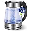 Aigostar Bollitore Elettrico in Vetro Acciaio Inox 1,7 Litri - Bollitura Rapida Electric Kettle 2200W, illuminazione a LED, Vetro Borosilicato, Senza BPA, Filtro Anticalcare, Spegnimento Automatico