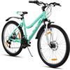 HH HILAND HILAND Mountain Bike Donna 26", 18 Velocità, MTB con Telaio Step-Through e Forcella Ammortizzata, Bicicletta per Donna e Uomo Adulti, Rosa