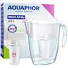 AQUAPHOR Smile Caraffa Filtrante per Acqua + 1 filtro A5 con magnesio (350L) - Brocca da Capacità di 2,9L - Bianca