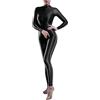 Xinxin Body da donna puro lucido per yoga, lingerie a collo alto a maniche lunghe con cerniera sul cavallo, Nero, M
