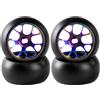 RcThjia 4 Pz Cerchio Ruota Drift Pneumatico per 1/28 Wltoys K969 K989 P929 284131 Drift Rally Kyosho Mini-Z Mini-Q Mini-D, Metallo Drift Cerchi Ricambio Pneumatico di RC Drift Car per Wltoys 1/28