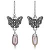 Diamond Treats dolcetti di diamante orecchini di perle in argento Sterling 925 con perle d' acqua dolce e ossidato Butterfly design. La farfalla in argento Sterling orecchini con gancio fermatende sono il regalo