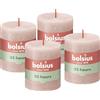 Bolsius Candela rustica a pilastro - rosa - confezione da 4 - lunga durata di 35 ore - decorazione d'interni - non profumata - cera vegana naturale - senza olio di palma - 8 x 7 cm