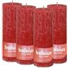 Bolsius Candela Pilastro Rustica - Rossa - Confezione da 4-19 x 7 cm - Tempo di Bruciare Lungo di 85 Ore - Senza Profumo - Cera Vegetale Naturale - Senza Olio di Palma
