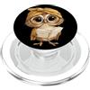 Bookworm Teacher Theme Library Reader Gr Bambino Owl Libro Aperto Lettura Uccello Grafico Ritratto Rot PopSockets PopGrip per MagSafe