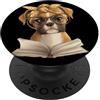 Teacher Student Reader Library Bookworm Cucciolo Libro Aperto Lettura Dog Lover Graphic Ritratto Grande PopSockets PopGrip Adesivo