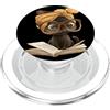 Bookworm Teacher Theme Library Reader Gr Baby Tiger Open Book Reading Graphic Portrait Occhiali rotondi PopSockets PopGrip per MagSafe