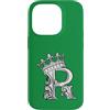Initial Monogram King Queen Crown Furnis Custodia per iPhone 14 Pro Lettera R Iniziale + Corona Verde Foresta