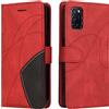 XINNI Cover Protettiva per Oppo A52/A72/A92 4G Case, retrò Cellulare Custodia Libro Antiurto in Flip Pelle PU/TPU, Portafoglio Flip Magnetica, Rosso