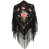 La Senorita La Señorita Foulard cintura chale manton de manila Flamenco di danza nero fiori colorati