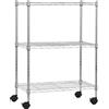 Amazon Basics Scaffaliera a 3 ripiani stretti, con rotelle, altezza dei ripianie piedini regolabili, peso massimo 340 kg, Cromo, 34 x 58.9 x 83.2 cm ( D x W x H)