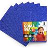 OFITURIA Fogli di Gomma Eva Glitterata per Lavoretti Creativi, Progetti Scolastici, Scrapbooking e Decorazioni Artistiche 40x30cm (Blu Scuro Glitterato, 5 pz)