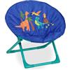Relaxdays Moon Chair, Sedia Pieghevole Ultraleggera per Bambini e Bambine, Interni e Esterni, Poltroncina, Dinosauro Blu