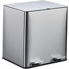 Relaxdays Pattumiera a Pedale Cucina, 2 Scomparti 15 L Rifiuti Organici, Filtro Antiodore, Chiusura Silenziosa, Argento