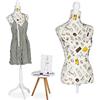Relaxdays Manichino Sartoriale da Donna, Regolabile in Altezza Fino a 167 cm, Busto da Sarta da Cucito, Sartoria, Crema