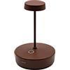 Zafferano, Swap Mini, Lampada da Tavolo Ricaricabile e Senza Fili con Controllo Touch, Adatta per Salotto ed Esterni, Dimmer, 2700 K, Altezza 14,8 cm, Colore Corten