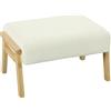 HOMCOM Pouf Poggiapiedi con Morbido Cuscino Seduta Gambe in Legno Pouf in Corda Bianco Crema | Aosom Italy