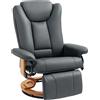 HOMCOM Poltrona relax reclinabile e girevole, rivestita in similpelle, capacità fino a 150 kg, Grigio scuro | Aosom Italy