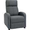 HOMCOM Poltrona Relax Imbottita e Reclinabile a 135° e Poggiapiedi in Tessuto, 69x87x100.5 cm, Grigio | Aosom Italy