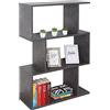 RICOO Libreria scaffale 97 x 70 x 25 cm WM072-BG Scaffalatura con 3 ripiani Grigio cemento