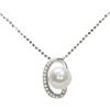 MAYUMI Collana in argento con perla piena perlagione button e zirconi