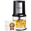 Bestron Tritatutto elettrico, tritatutto universale con due coltelli da taglio e capacità 500 ml, grande pulsante a pulsante, 400 Watt, colore: Argento