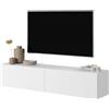 LBSIGN Mobile TV Sospeso 140 Cm Cannettato 2 Ante Bianco Opaco Bali