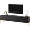 LBSIGN Mobile TV Da Terra 175 Cm 2 Ante Nero Piedini Oro Lume