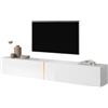 LBSIGN Mobile TV Sospeso 200 Cm 2 Ante Bianco Lucido E Oro Echo