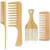 TIMJJG Pettini In Legno Antistatici Da 4 Pezzi, Pettini A Coda Appuntita, Pettini In Legno Da Donna A Denti Larghi, Adatti Per La Cura Di Capelli Ricci, Parrucchieri E Parrucchieri.