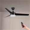M mimotec - Ventilatore da soffitto LED Black Curve, telecomando, motore DC 40W+luce LED 18W, 6 velocità, silenzioso,3 pale, 132 cm, funzione estate-inverno, timer