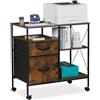 Relaxdays Cassettiera da Ufficio per Stampante, Mobile con 2 Cassetti, Schedario Documenti, 75,5x76,5x40 cm, Industriale