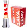Fisura - Lampada lava rossa. Base cromata argento, liquido trasparente e lava rossa. Lampada ad effetto rilassante. Con lampadina di ricambio. 11 cm x 11cm x 39,5 cm.
