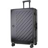 JLY Valigia Rigida 100% Policarbonato Senza Cerniera, Trolley da Viaggio con Doppio Lucchetto TSA, 4 Ruote Girevoli e Manico in Lega di Alluminio, Bagaglio da Stiva (Nero Acciaio, L (77cm 97L))