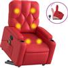 vidaXL Poltrona per massaggi con ausilio per l'assistenza in piedi in Pelle finta rossa