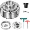 VEVOR Mandrino per Tornio per Legno 102 mm, Mandrino Autocentrante a 4 Griffe per Tornitura di Legno Adattatore da 1 pollici x 8 TPI Accessori con Griffe Valigetta per Trasporto, Acciaio Nichelato